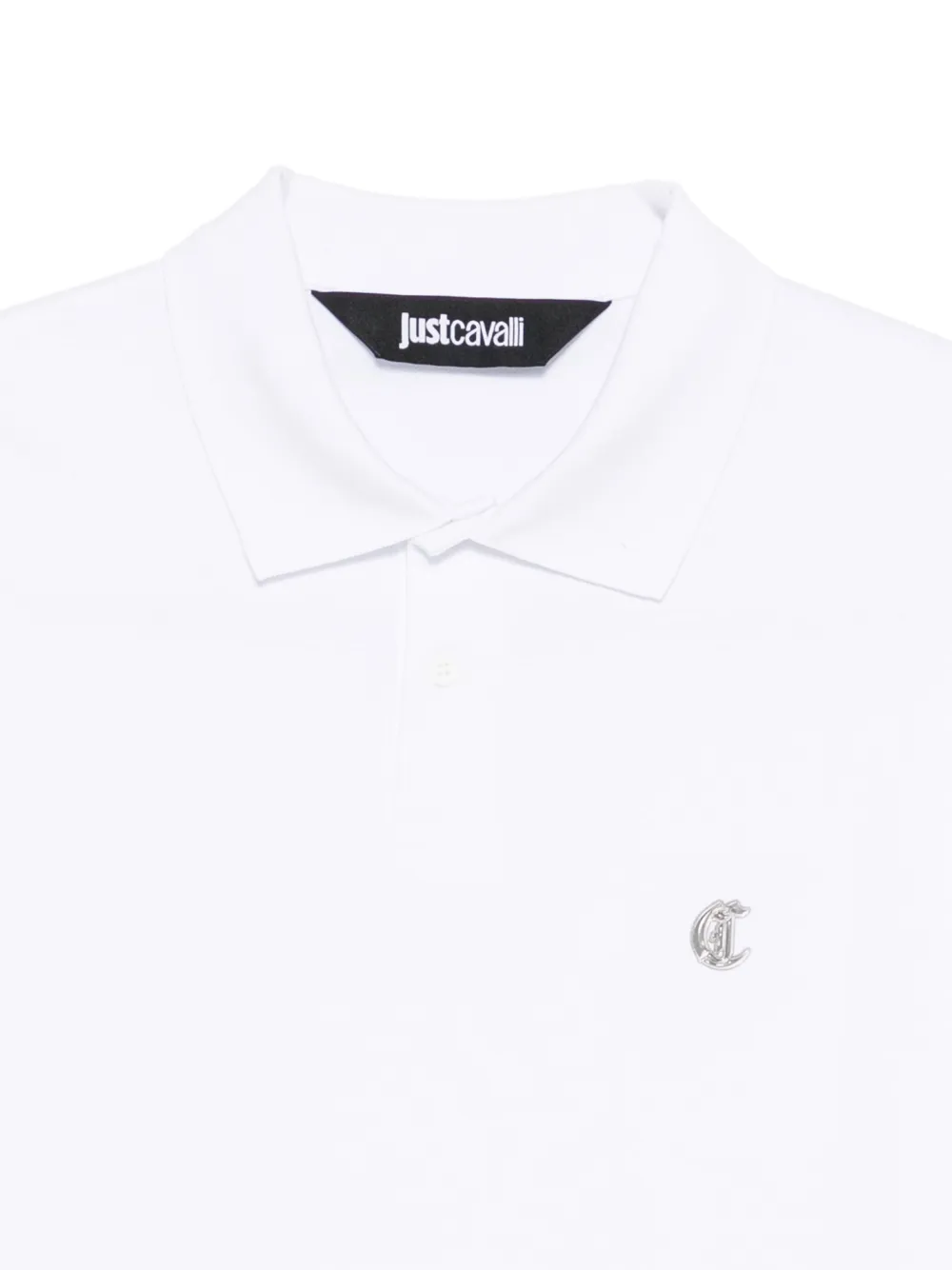 Just Cavalli Logo-detail Cotton Polo Shirt In White