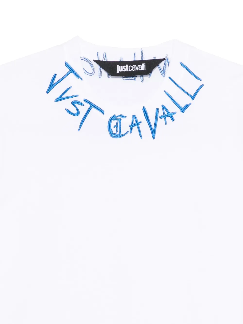 Just Cavalli T-shirt met geborduurde hals Wit