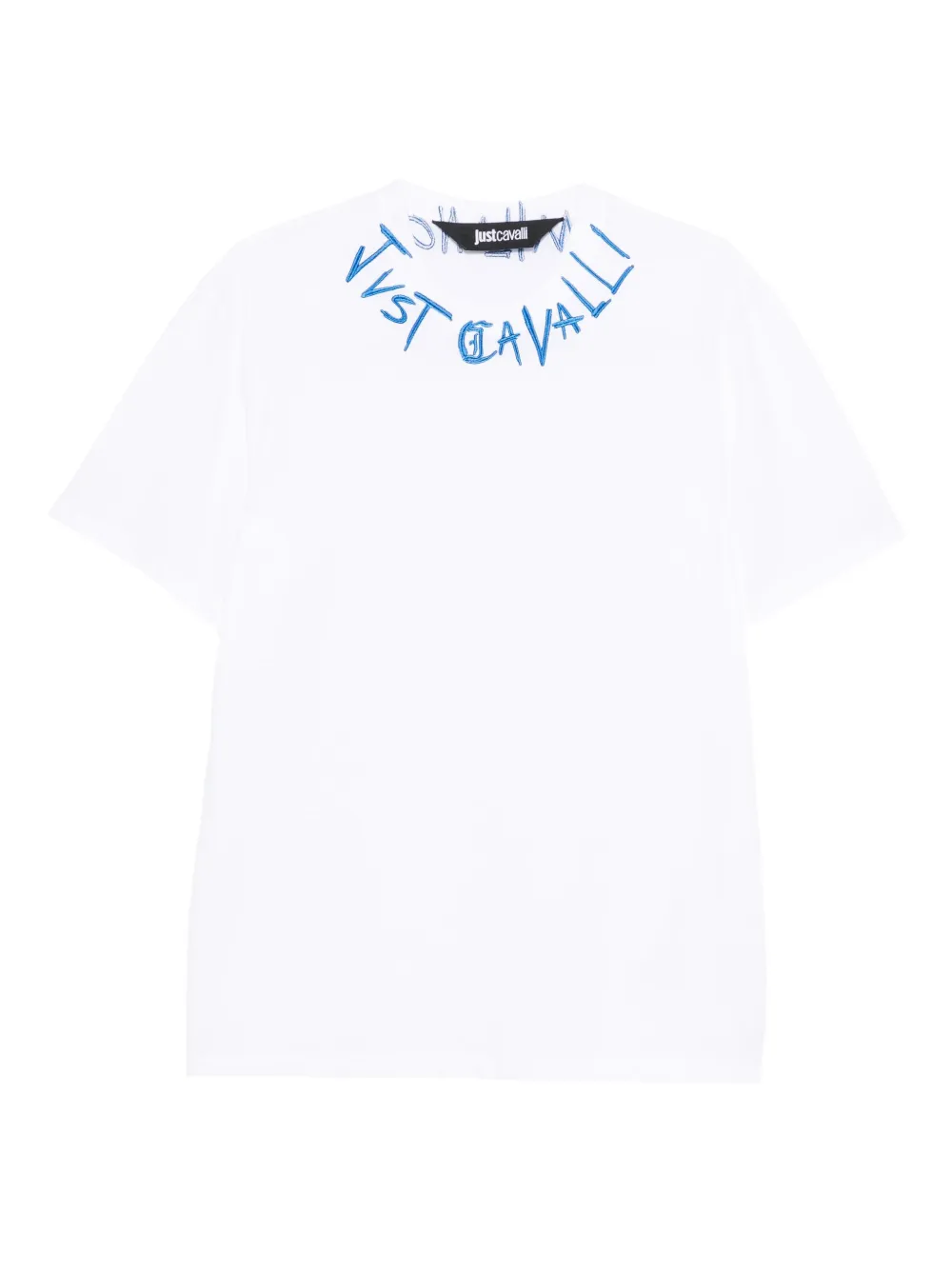 Just Cavalli neckline-embroidery T-shirt - ホワイト Just Cavalli neckline-embroidery T-shirt - ホワイト