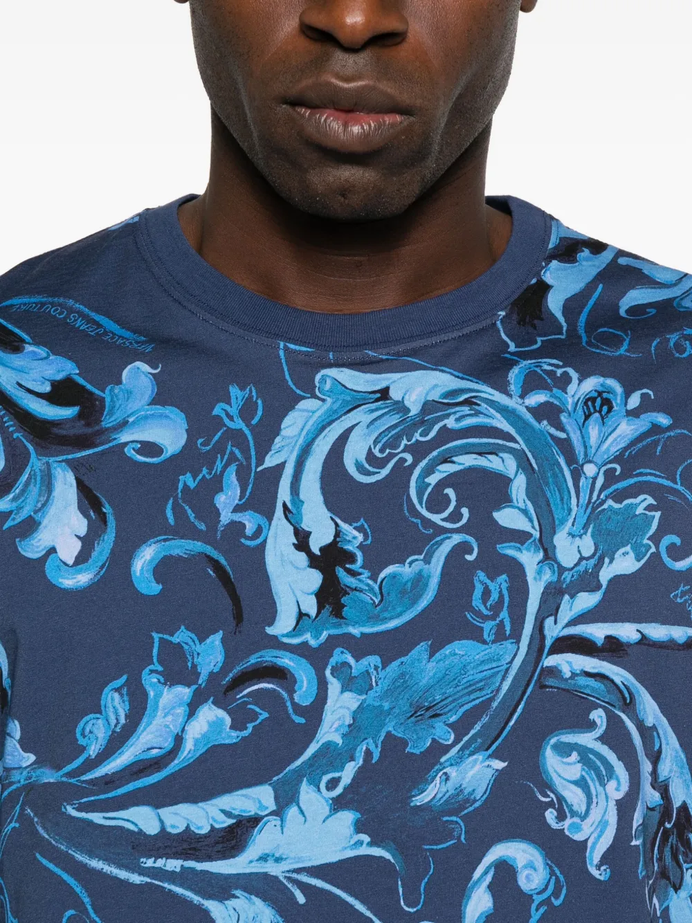 Versace Jeans Couture Baroque-print T-shirt In Blue