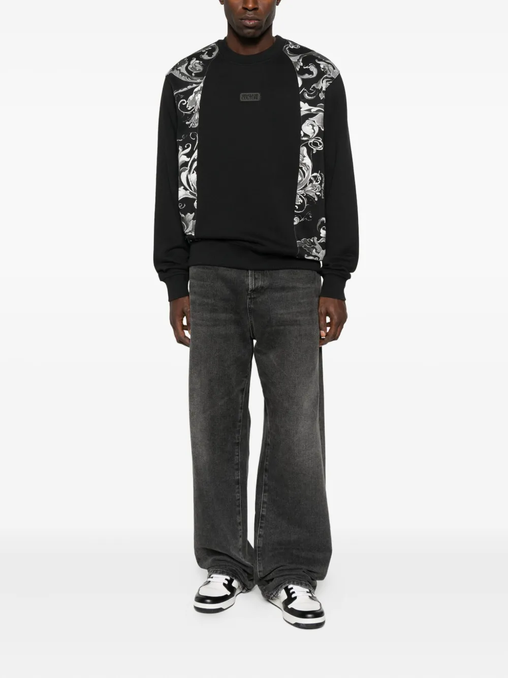 Versace Jeans Couture Sweater met Baroque-print en vlak - Zwart