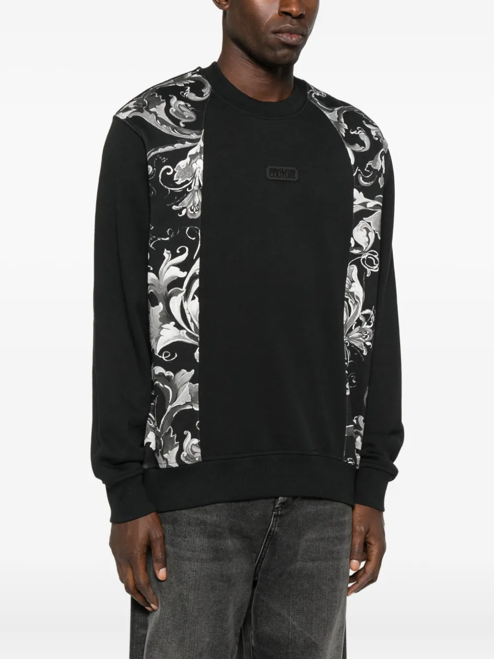 Versace Jeans Couture Sweater met Baroque-print en vlak Zwart