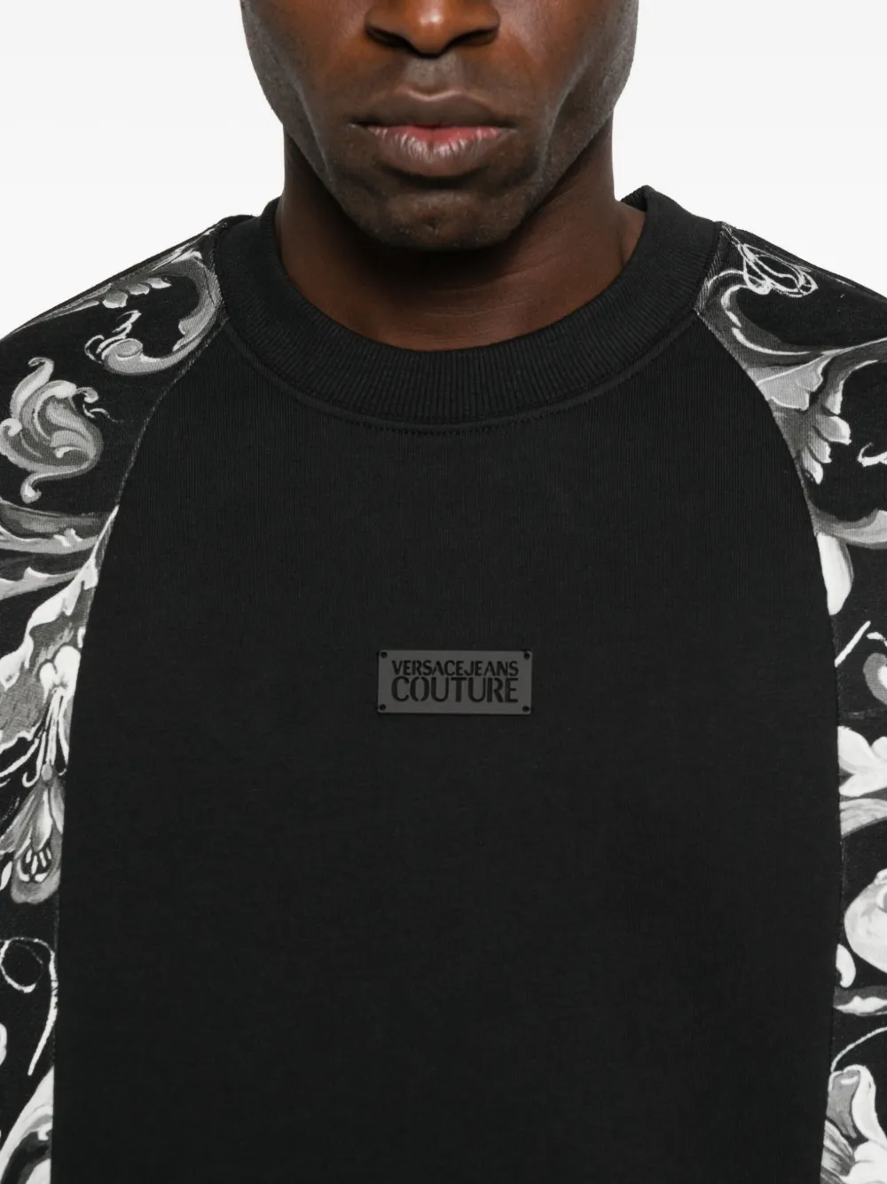 Versace Jeans Couture Sweater met Baroque-print en vlak Zwart