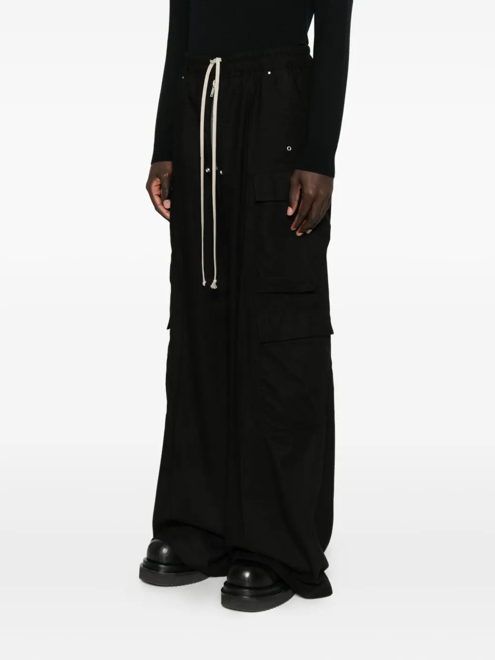 Rick Owens Cargobelas Drawstring Trousers In Green