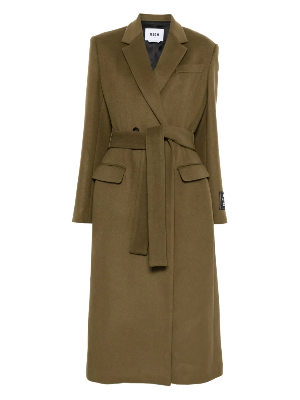 MSGM belted double-breasted coat | Green | Image 1