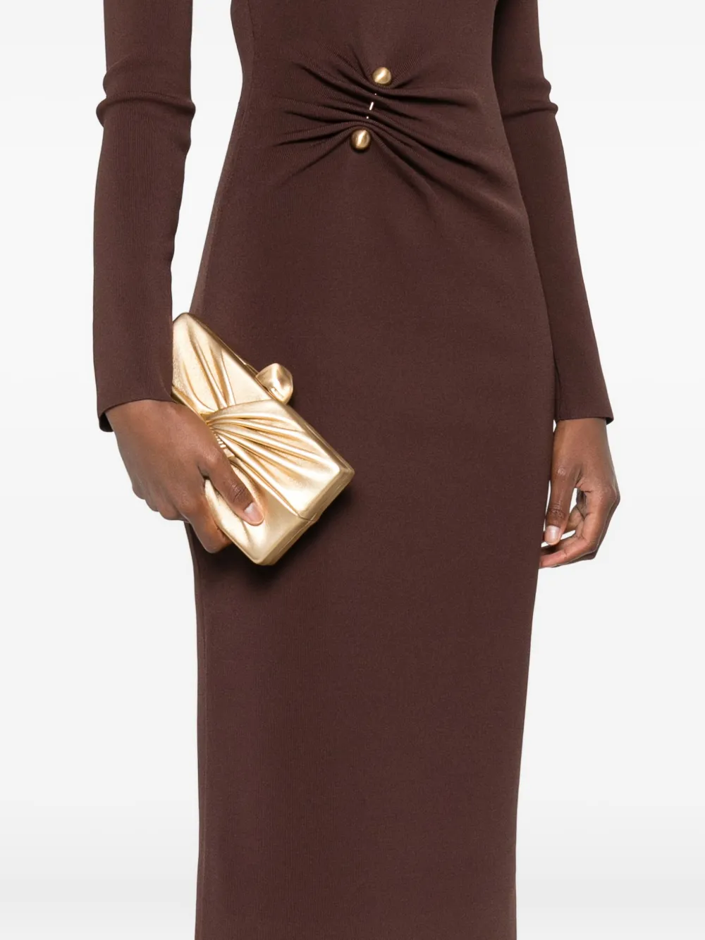Cult Gaia Lisse Knot-detail Mini Clutch In Gold