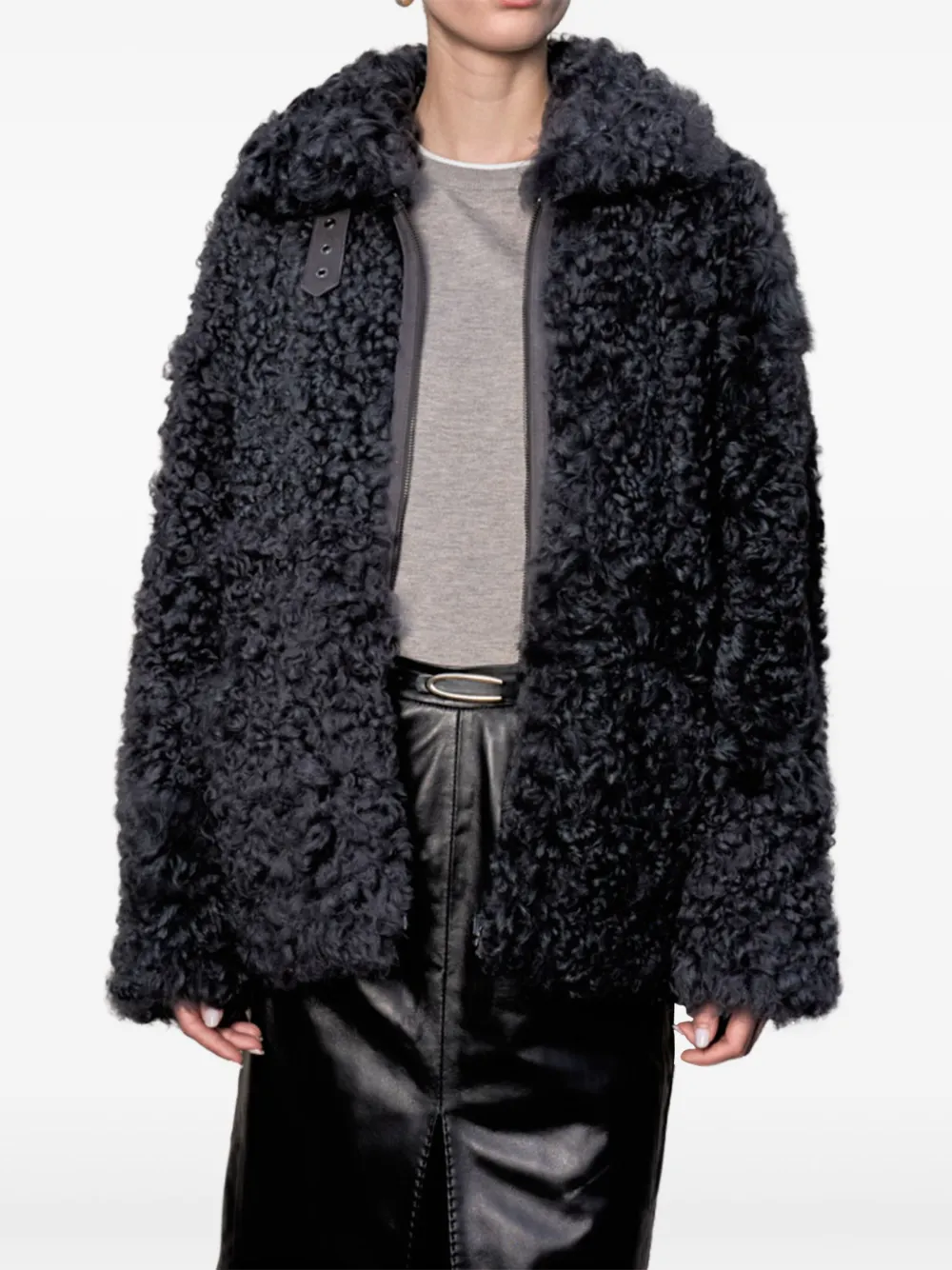 BIGARDINI curly-shearling zip-up jacket | Grey | Image 1