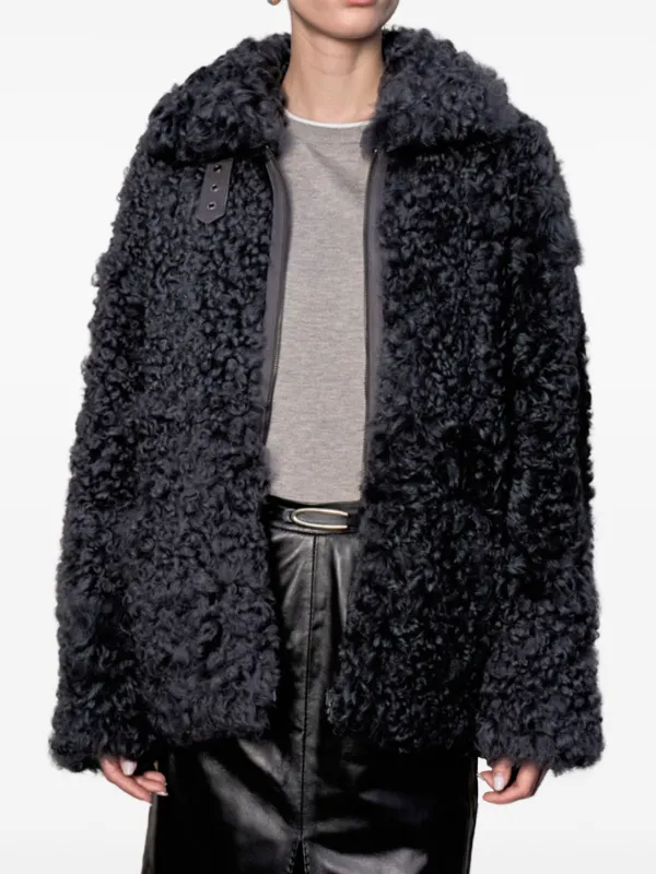 BIGARDINI curly-shearling zip-up Jacket | Grey | FARFETCH