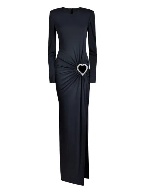 CHRISTINA CRAWFORD heart-embellished draped maxi dress