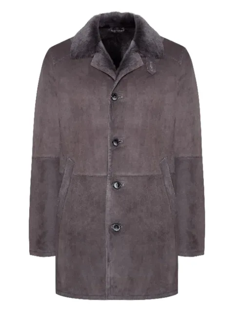 BIGARDINI shearling-collared suede coat
