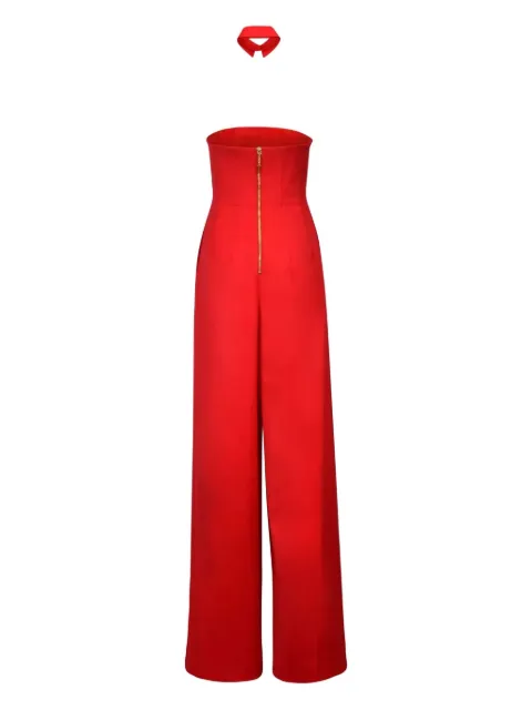 CHRISTINA CRAWFORD pleated tailored corseted jumpsuit