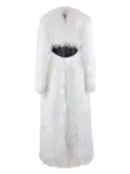 CHRISTINA CRAWFORD leather-waist shearling long coat - White