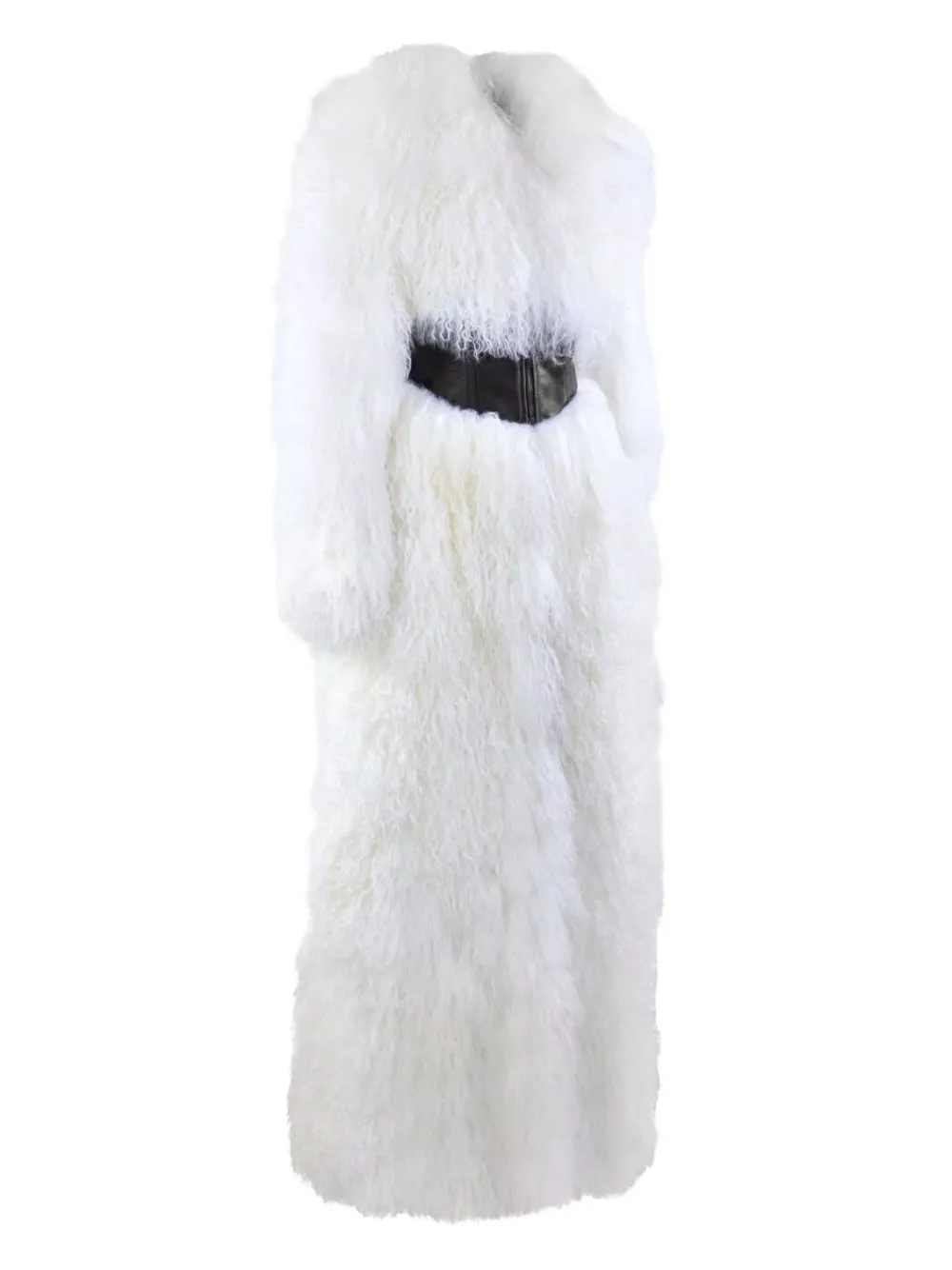 CHRISTINA CRAWFORD leather-waist shearling long coat | Faux Fur & Shearling Jackets | Image 2