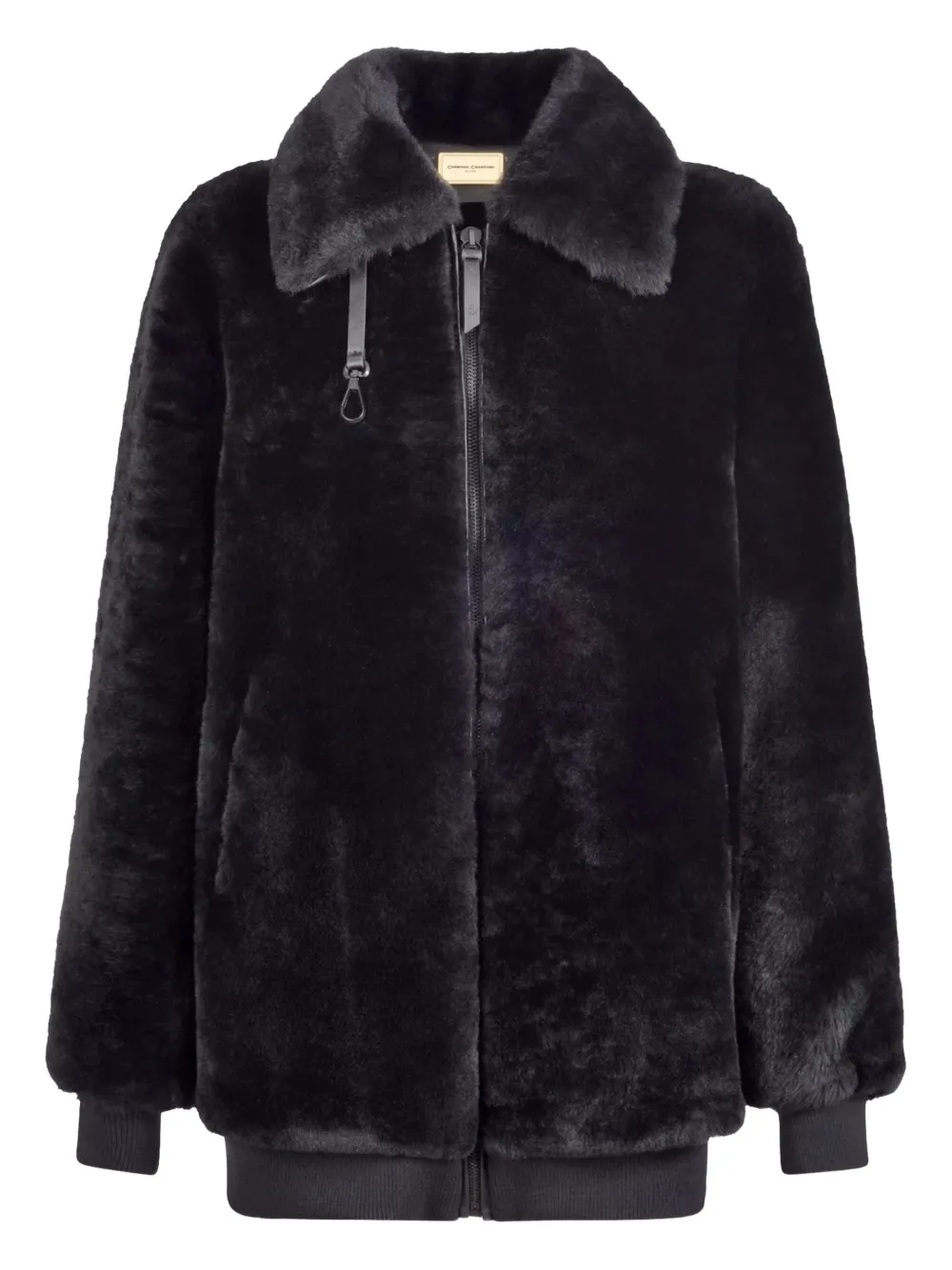 CHRISTINA CRAWFORD leather-trimmed shearling jacket - ブラック CHRISTINA CRAWFORD leather-trimmed shearling jacket - ブラック