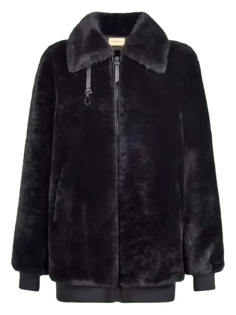 CHRISTINA CRAWFORD leather-trimmed shearling jacket