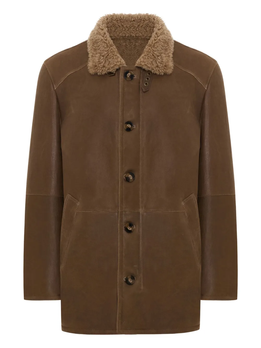 BIGARDINI shearling-collar leather jacket | Brown | Image 1