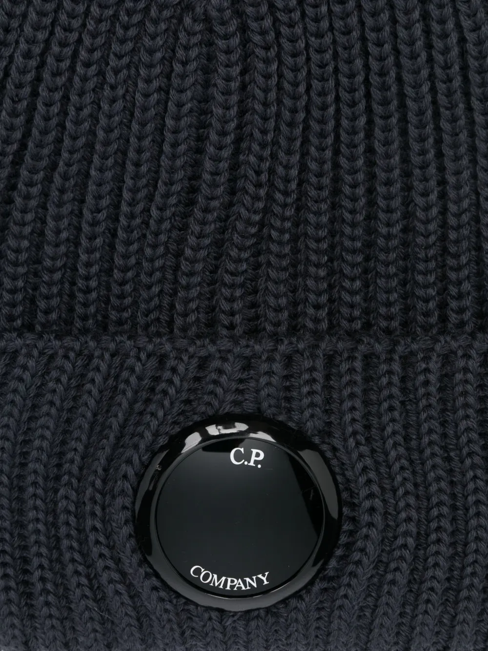 C.p. Company Ribbed Lens Beanie Hat In Blue