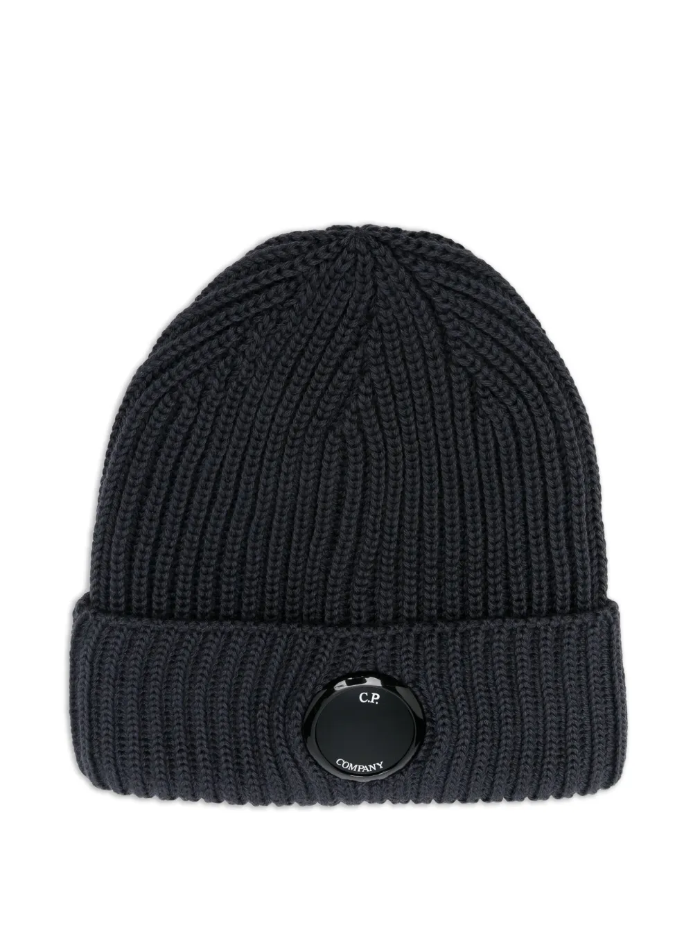 C.p. Company Ribbed Lens Beanie Hat In Blue