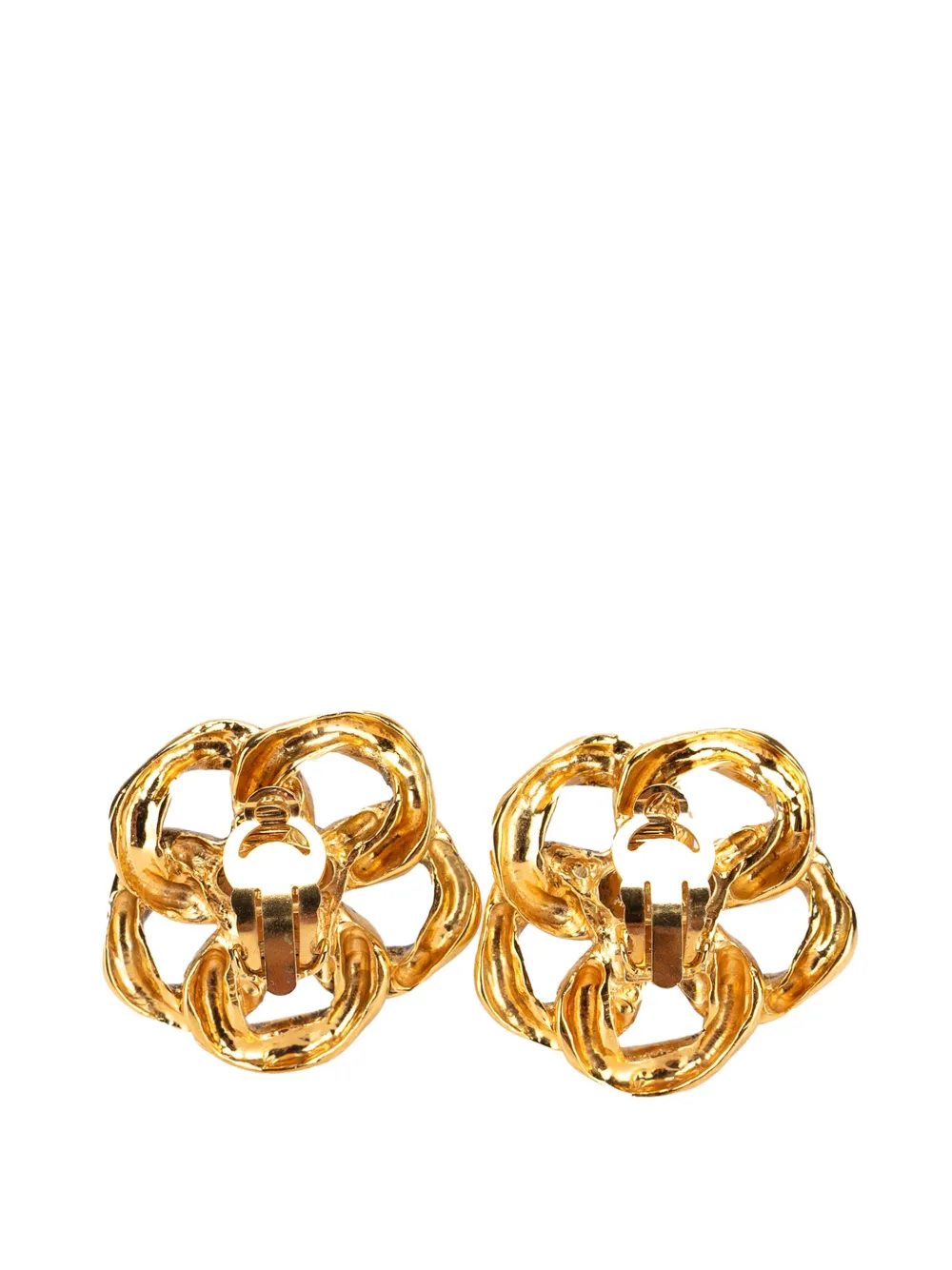 CHANEL Pre-Owned 1980-1990 Gold Plated CC Chain Link Clip On Earrings costume earrings | Image 2