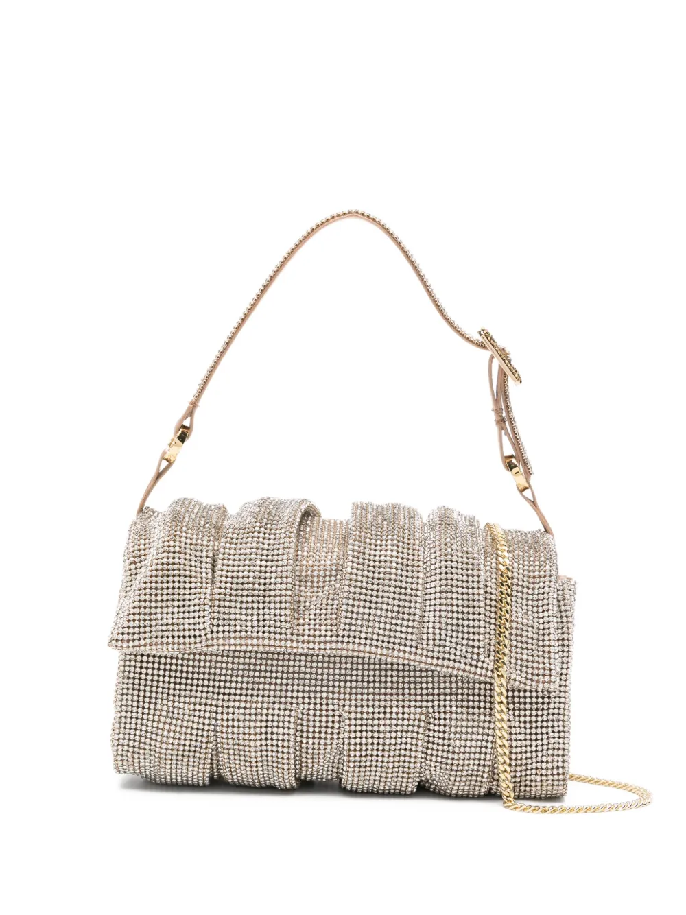 Benedetta Bruzziches crystal-embellished pleated shoulder bag | Neutrals | Image 1