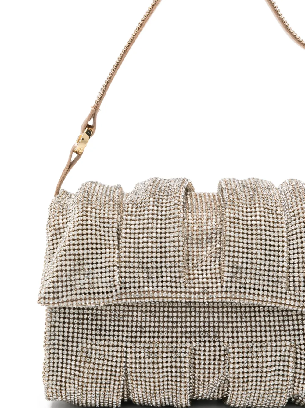 Benedetta Bruzziches Geplooide schoudertas verfraaid met kristallen Beige