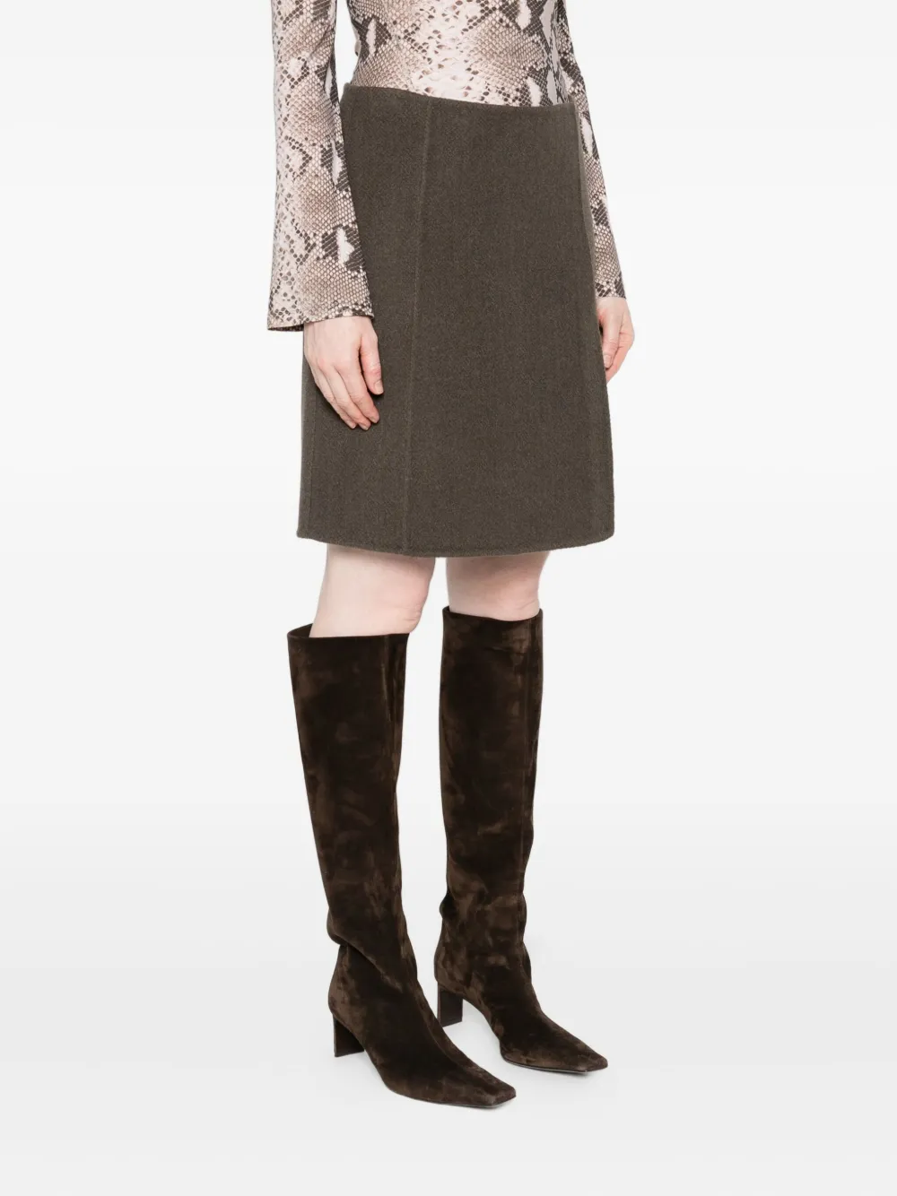 P.a.r.o.s.h Wool Mini Skirt In Brown