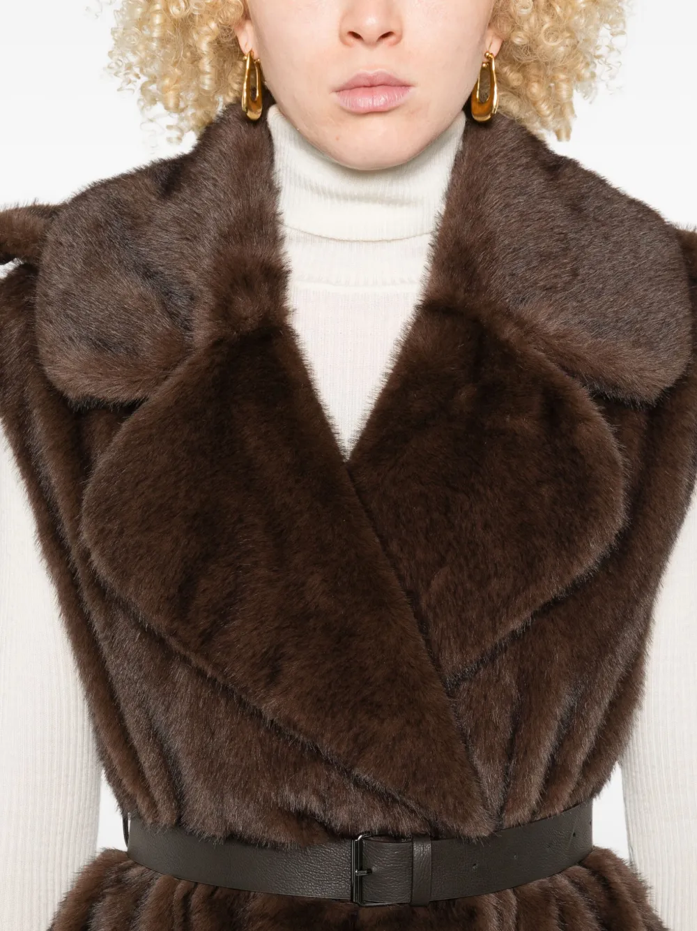 P.a.r.o.s.h Double-breasted Belted Vest In Brown