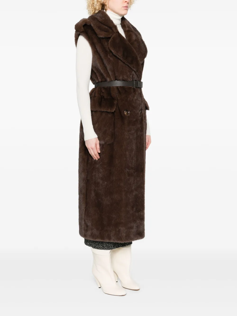 P.a.r.o.s.h Double-breasted Belted Vest In Brown