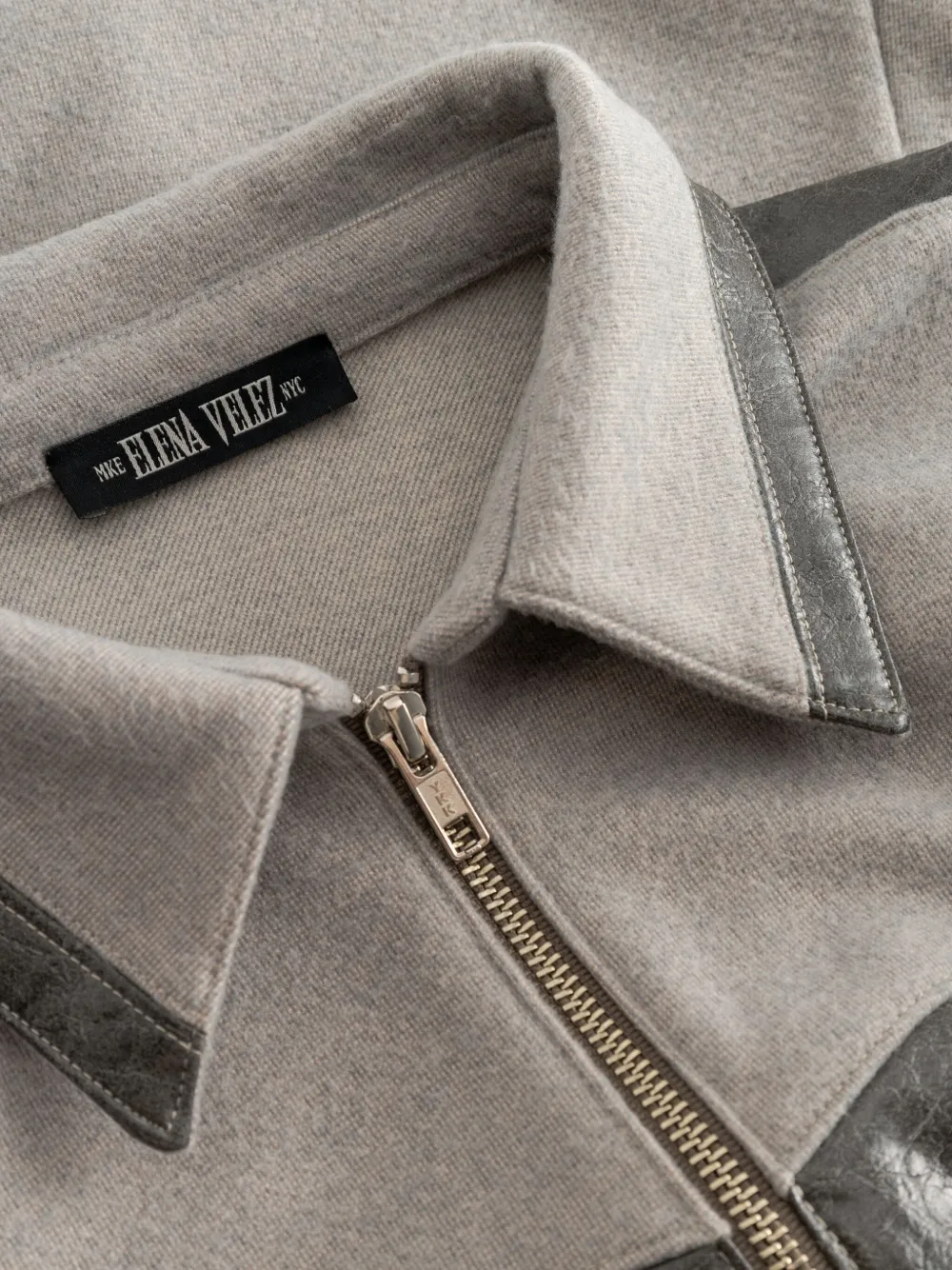 Elena Velez Racer Zip-front Jacket In Neutral