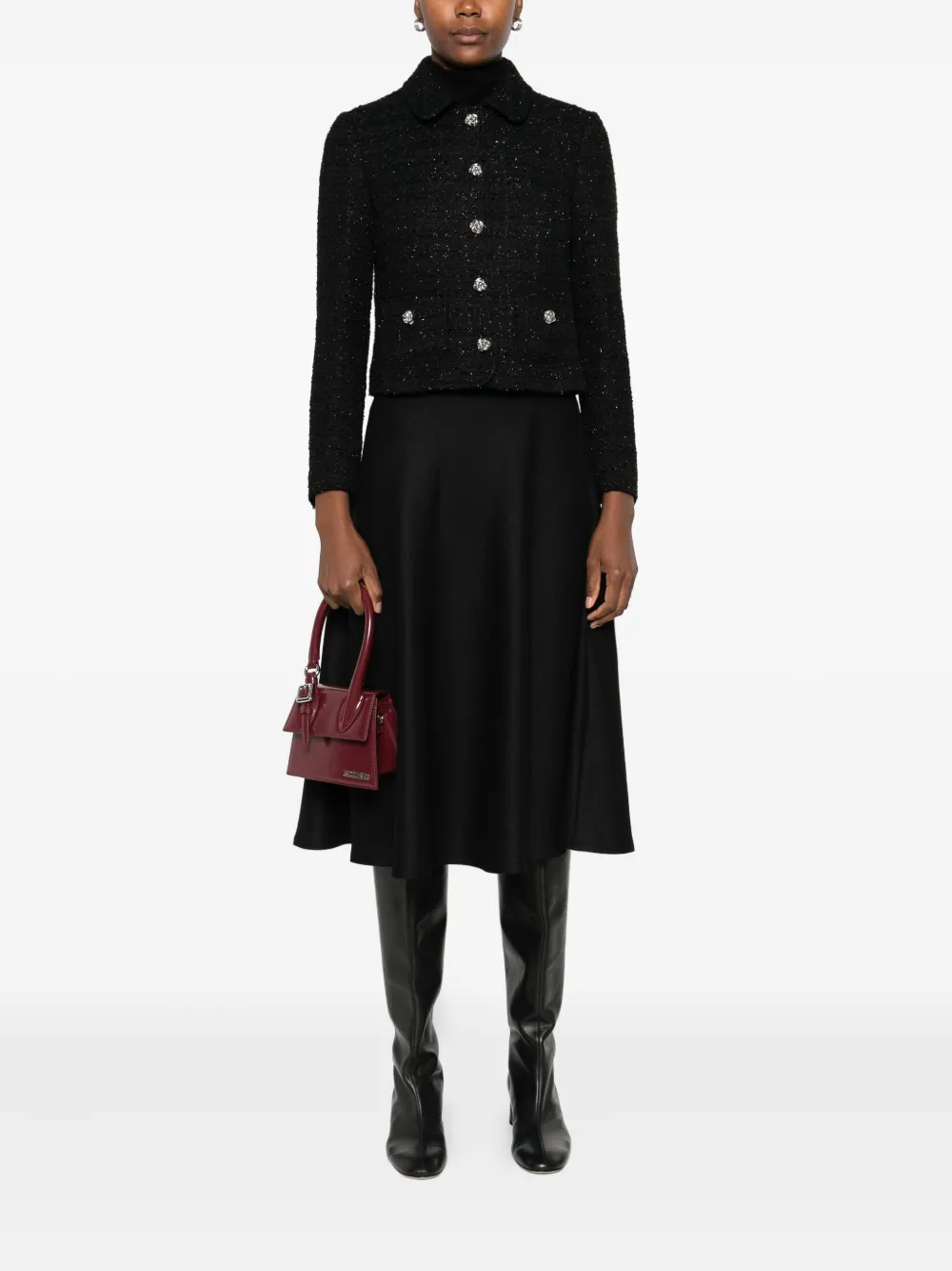 Tagliatore Embellished-button Tweed Jacket In Black