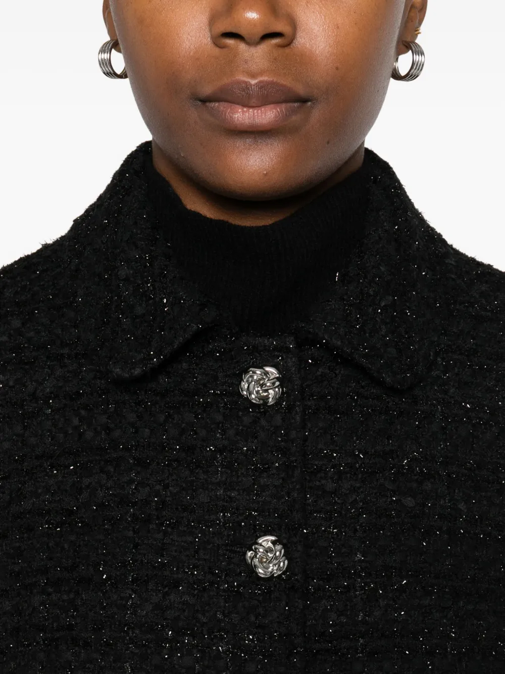 Tagliatore Embellished-button Tweed Jacket In Black