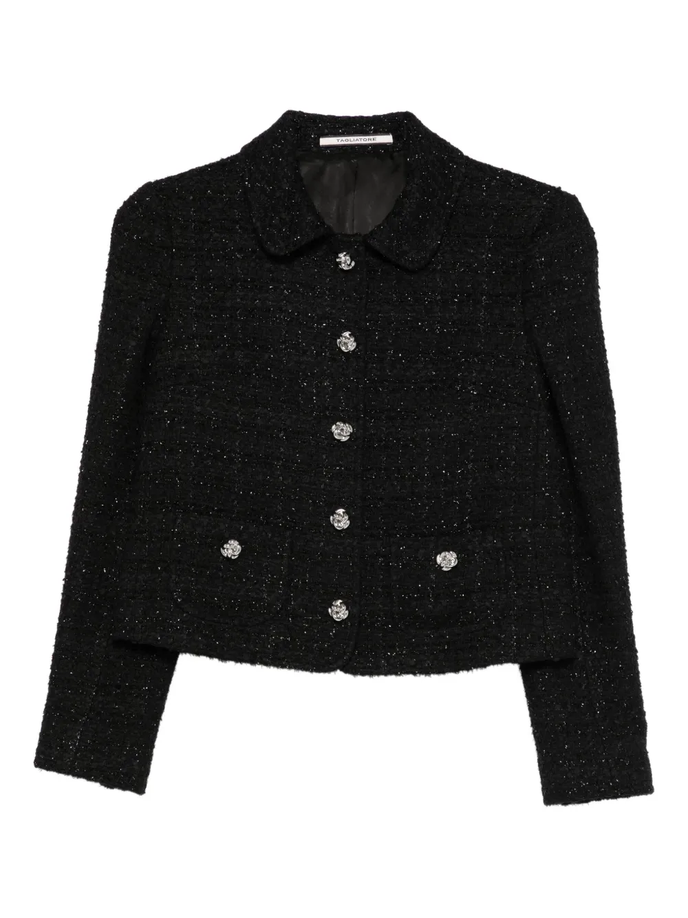Tagliatore Embellished-button Tweed Jacket In Black