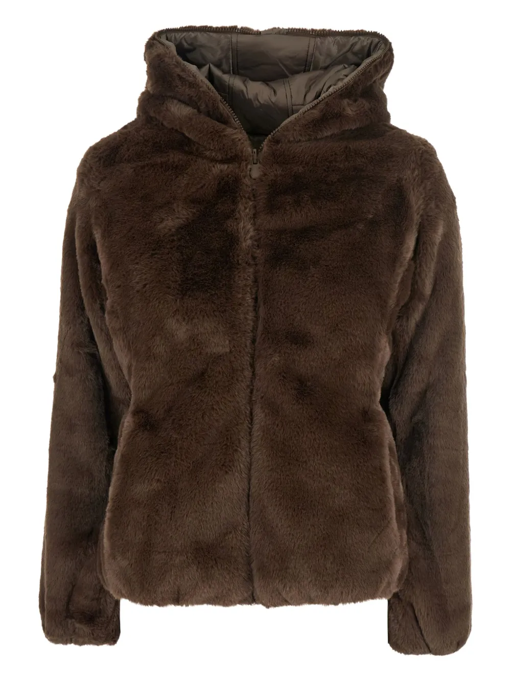 Save The Duck faux-fur hooded jacket | Brown | Image 1