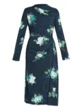 ERDEM floral-draped midi dress - Blue