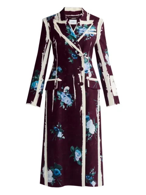 ERDEM abrigo con estampado floral y motivo de rayas