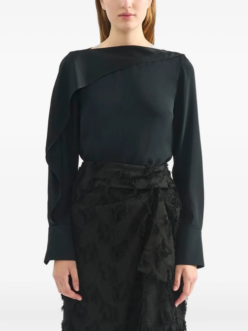 ERDEM ruffled long-sleeve blouse - Nero