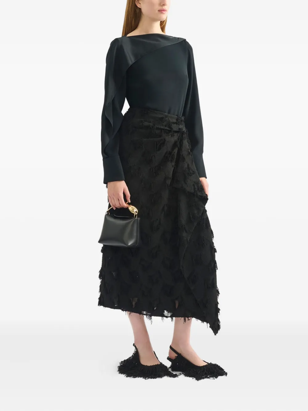 Erdem Draped Midi Skirt In Black