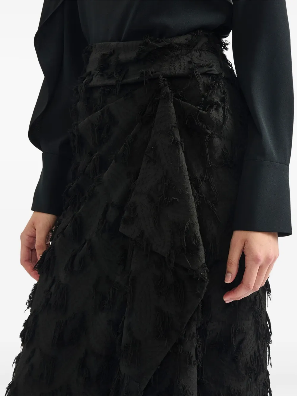 Erdem Draped Midi Skirt In Black