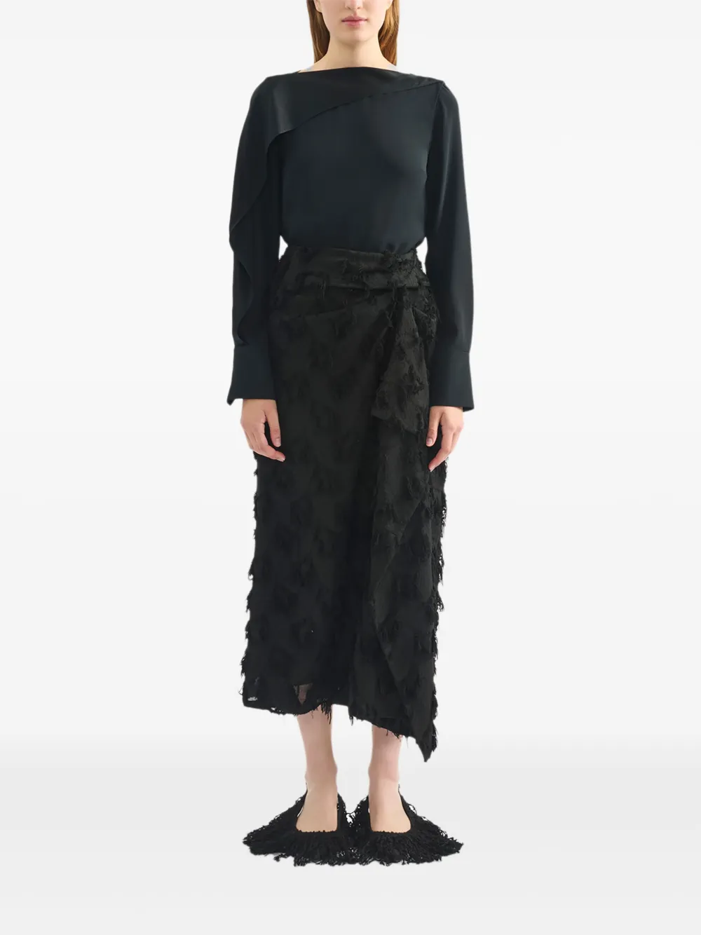 Erdem Draped Midi Skirt In Black