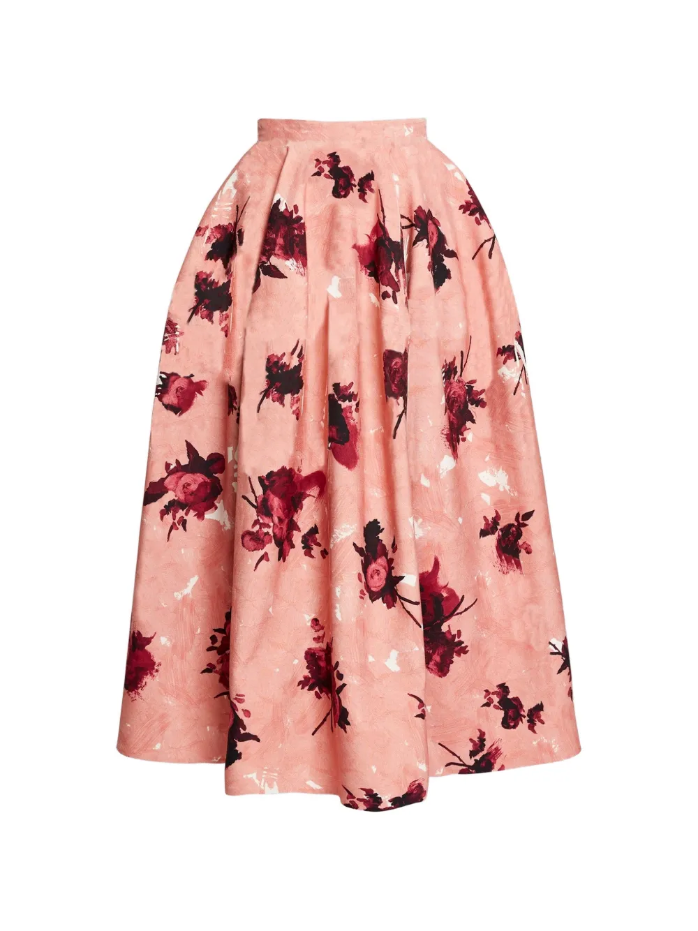 ERDEM floral-print pleated midi skirt - Rosa