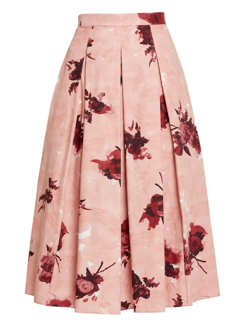 Erdem Pleated Rose-print Skirt In Pink