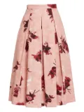 ERDEM pleated rose-print skirt - Pink