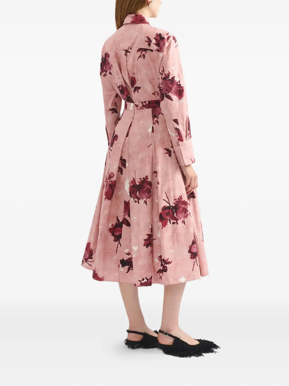 ERDEM Plooirok met roosprint Roze