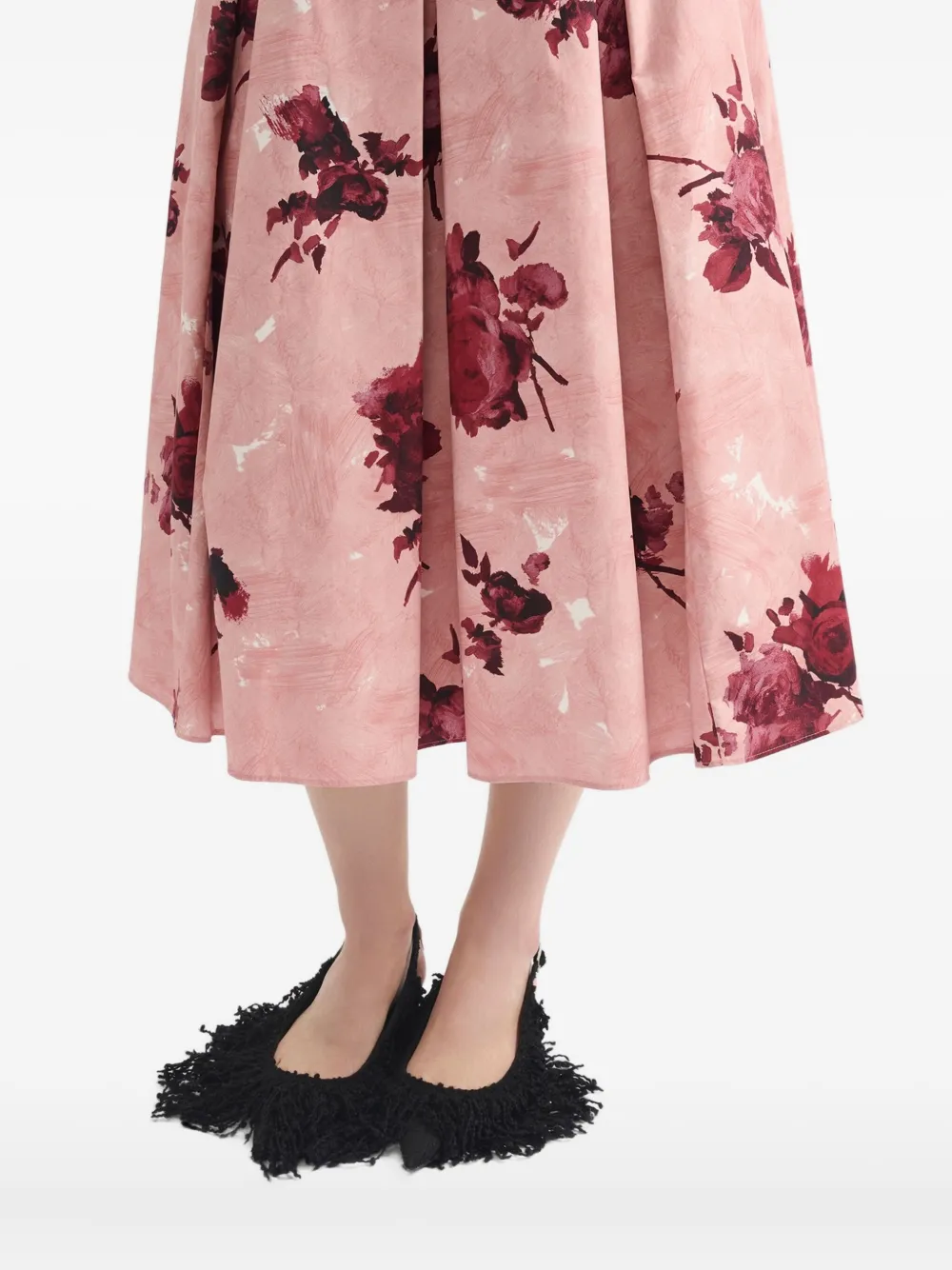 ERDEM Plooirok met roosprint Roze