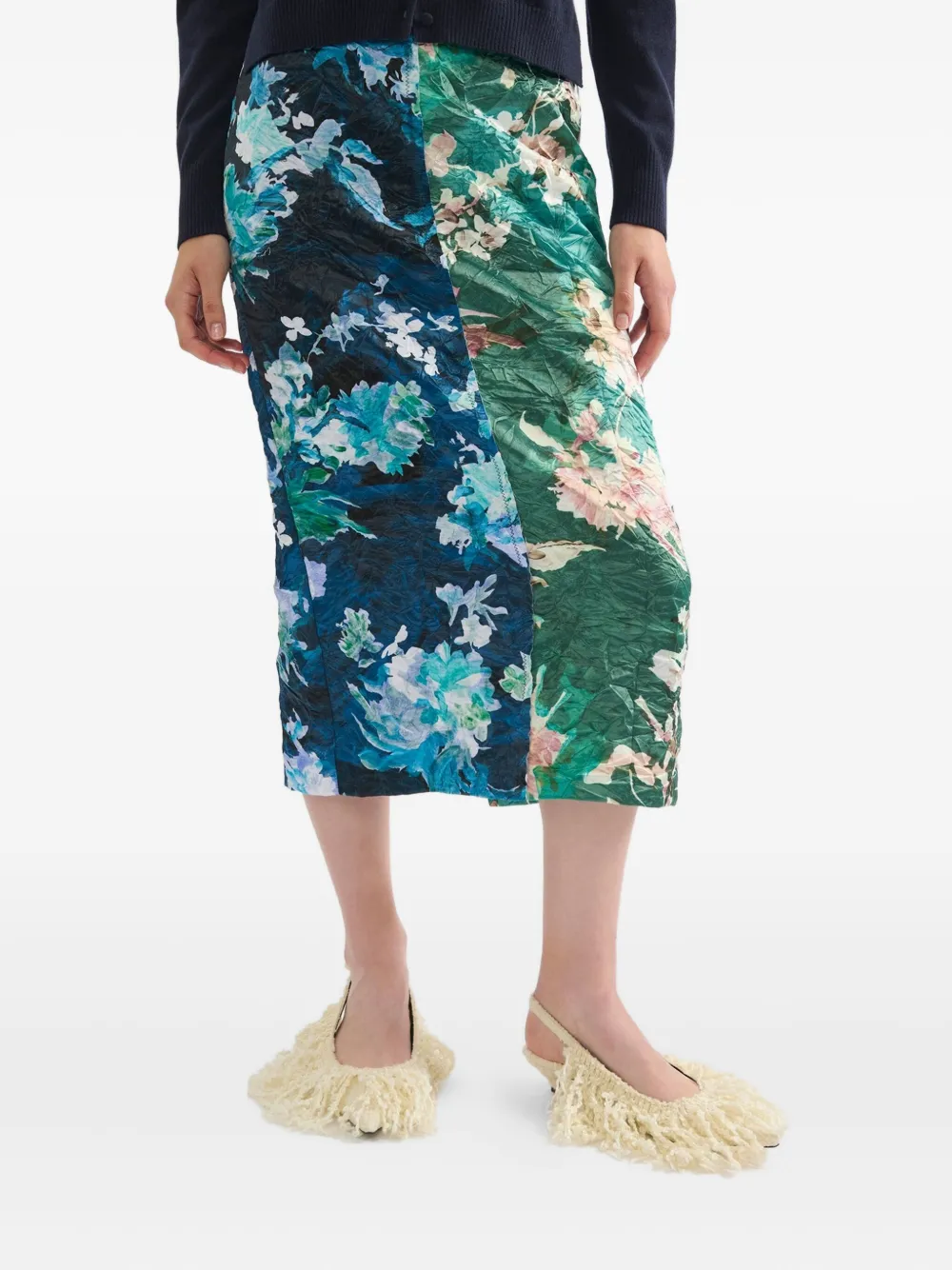 ERDEM Midi-jurk met bloemenprint Blauw