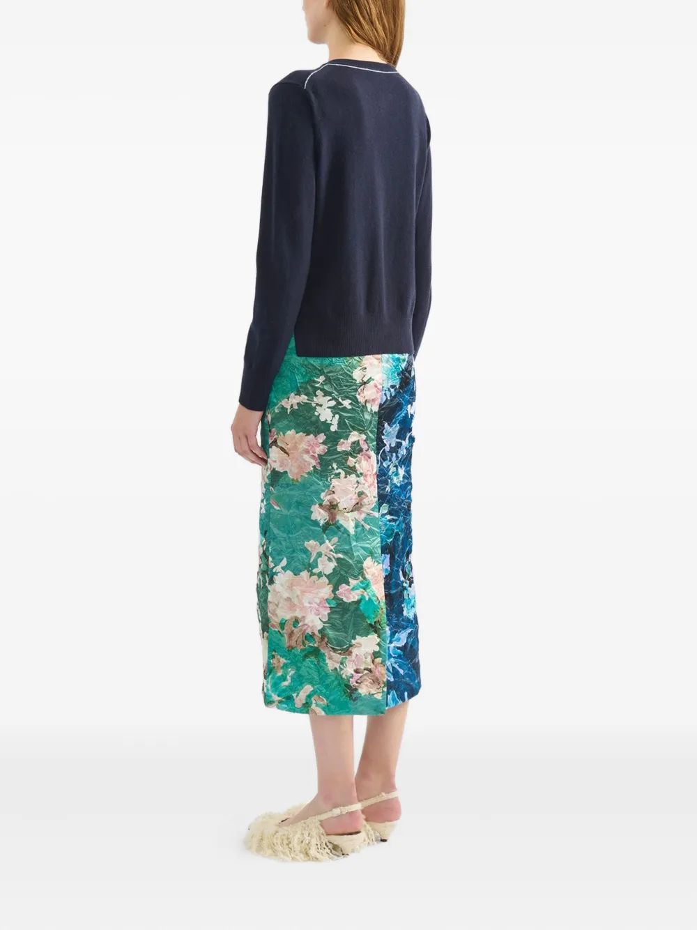 ERDEM Midi-jurk met bloemenprint Blauw
