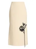 ERDEM embroidered side-split skirt - Neutrals