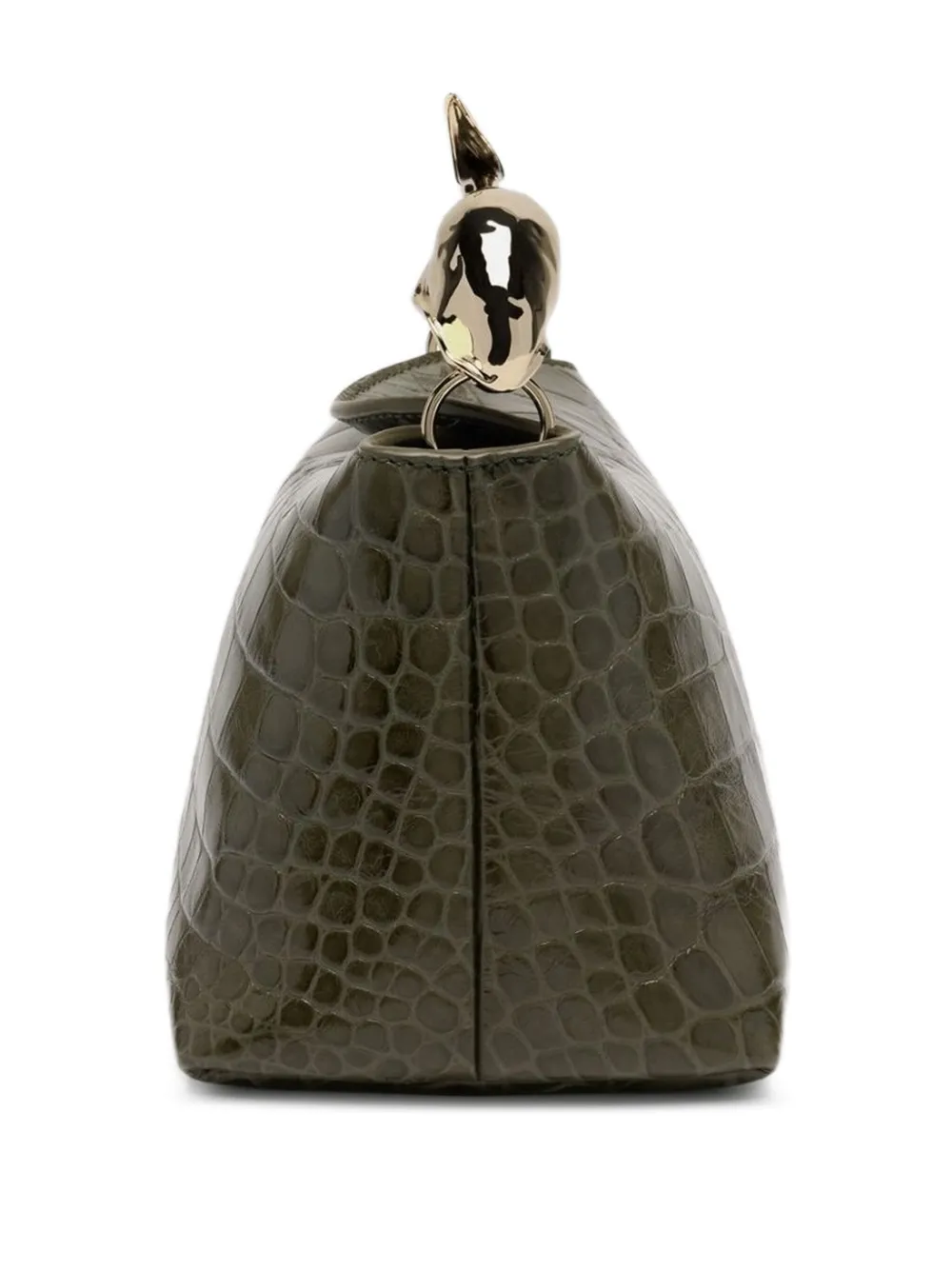 Erdem Mini Bloom Crocodile-effect Shoulder Bag In Green