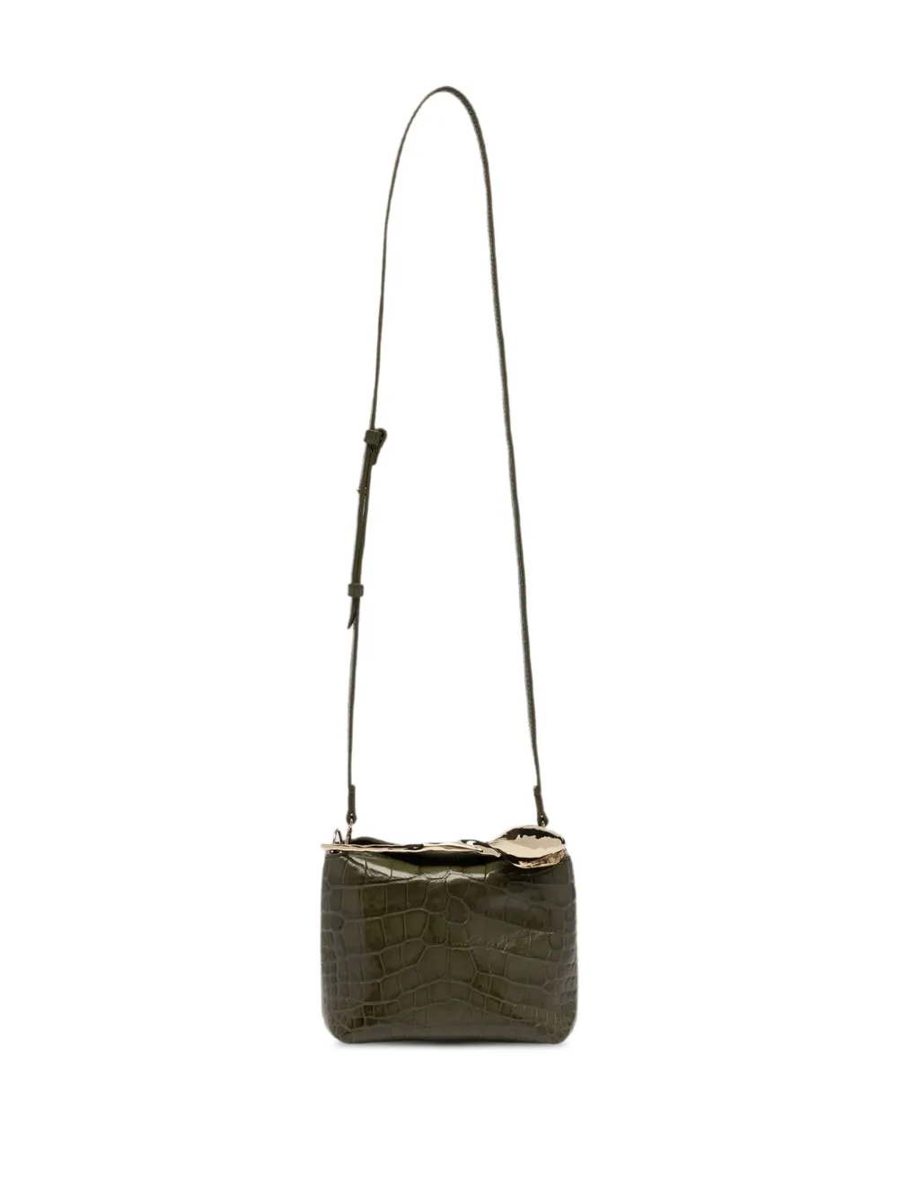 Erdem Mini Bloom Crocodile-effect Shoulder Bag In Green