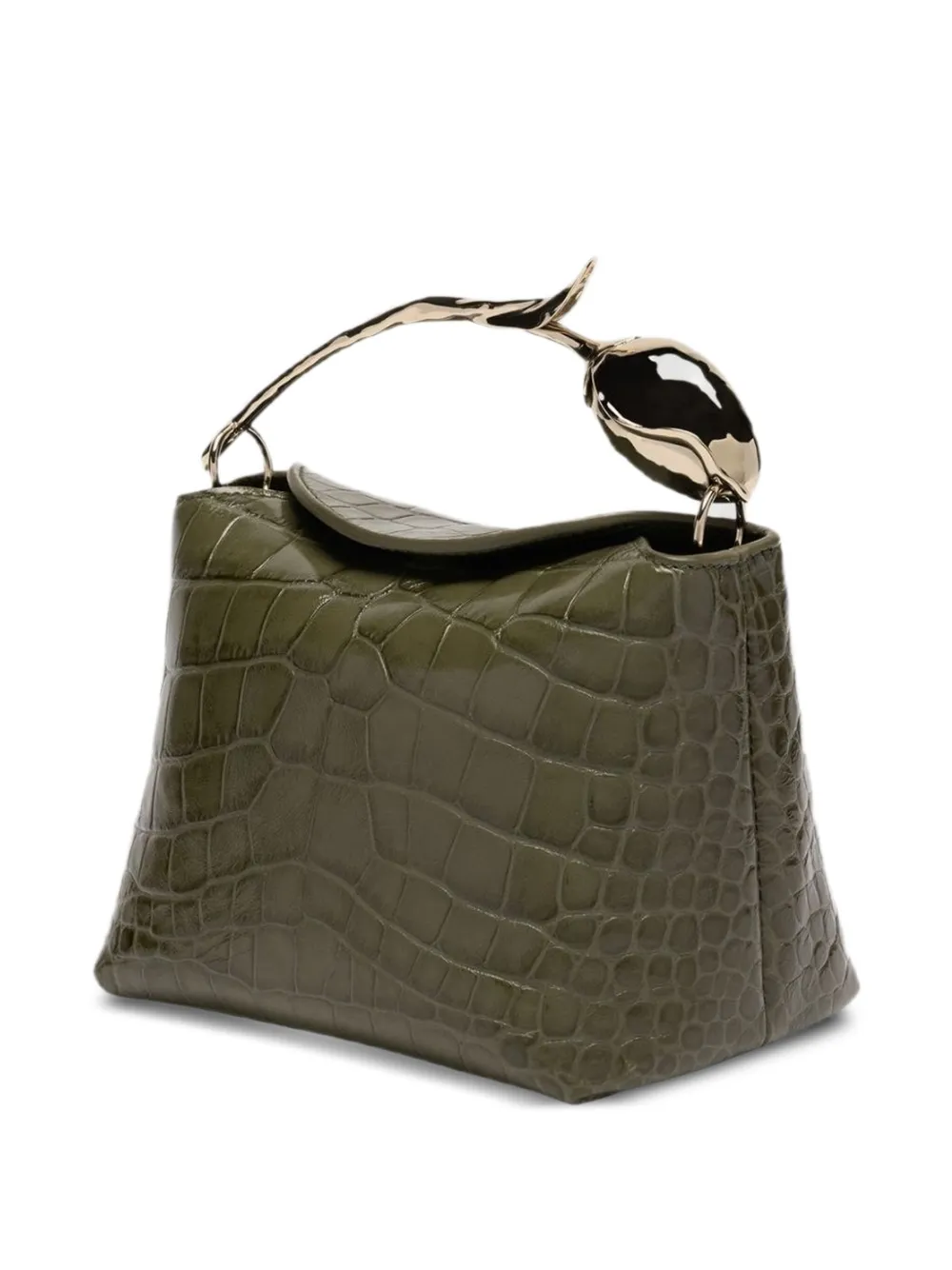Erdem Mini Bloom Crocodile-effect Shoulder Bag In Green